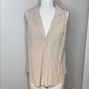 Nordstrom Go Silk Collared Sleeveless Top